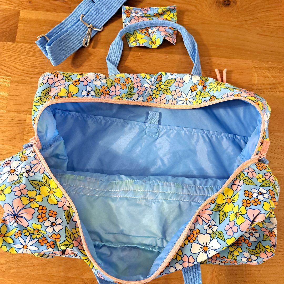 ハローキティ　花柄ボストンバッグ　ポケット　平成レトロ　ヴィンテージ