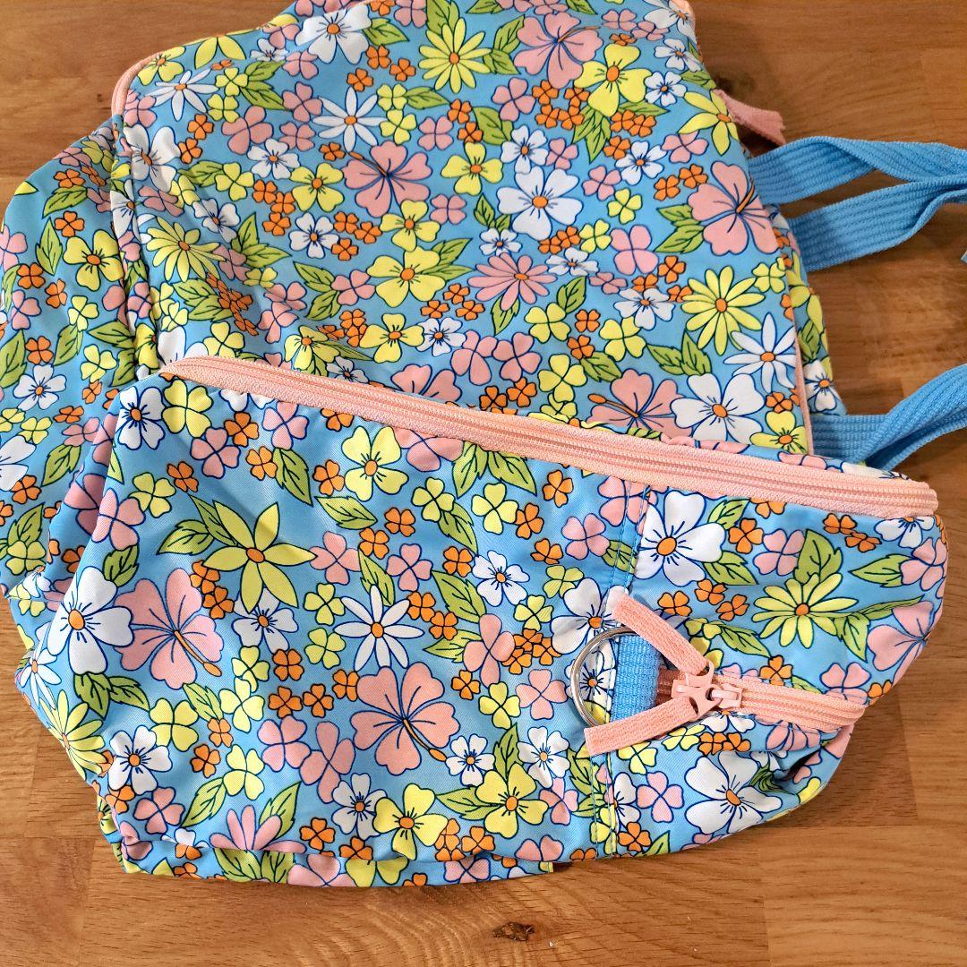 ハローキティ　花柄ボストンバッグ　ポケット　平成レトロ　ヴィンテージ