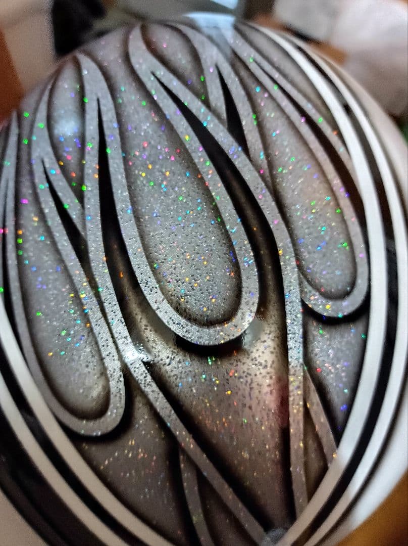 カスタムコルク半　白黒ファイヤー　七色ラメ