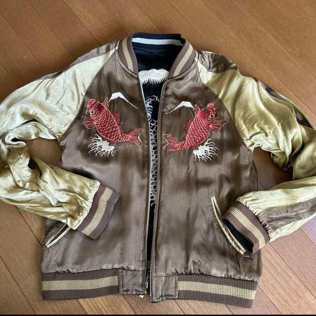 スカジャン リバーシブル　鯉　一寸法師　S 和柄 スーベニア 刺繍