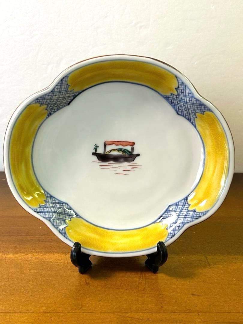 九谷焼 瑛生 文様木瓜皿(5絵柄5枚セット) 九谷美陶園