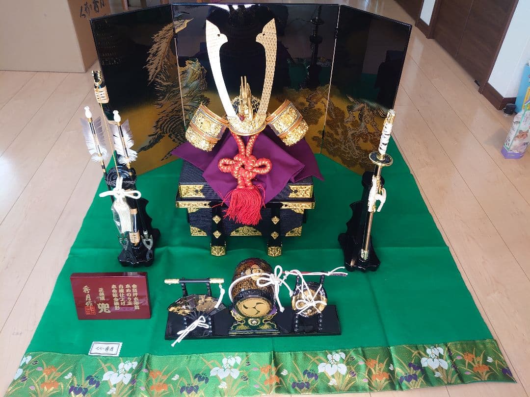 五月人形  正絹威 兜  秀月作 美品