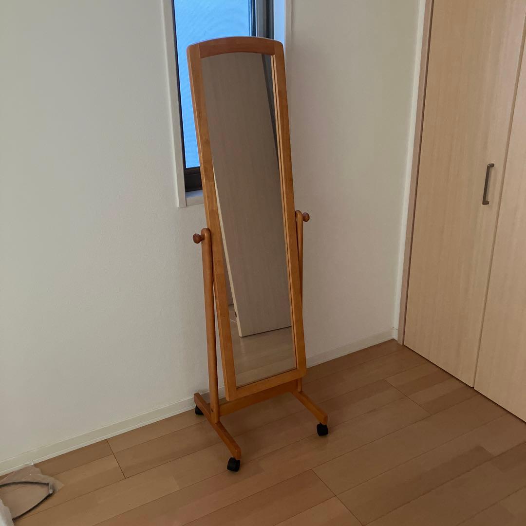 ニトリ　NITORI 木製キャスター付き　全身鏡　全身ミラー