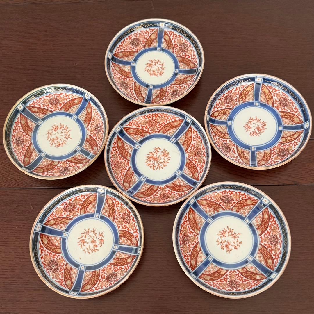 古伊万里 中皿 6枚セット 伊万里焼 花柄 銘々皿