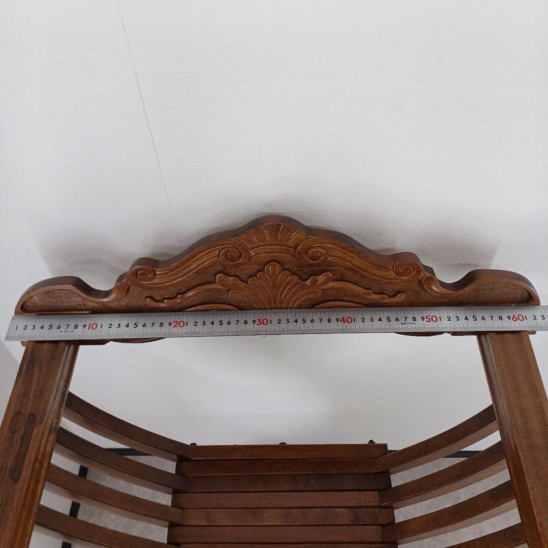 送料込み①アンティーク【木製ライオン装飾折りたたみ椅子】ヴィンテージ