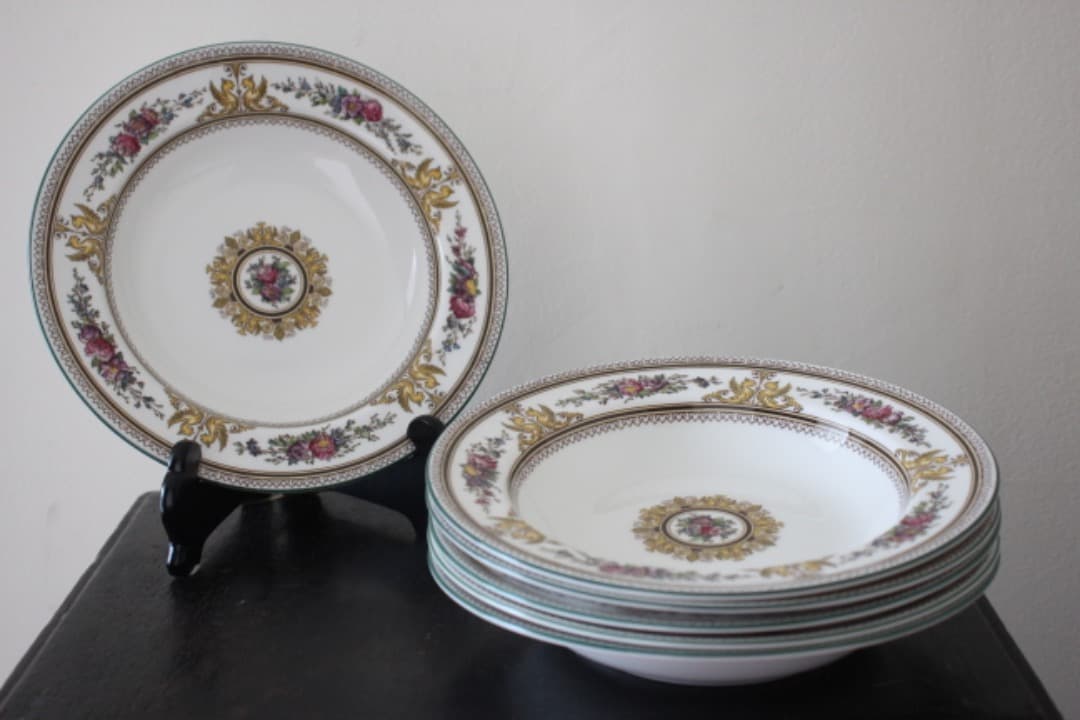 廃盤　WEDG WOOD　コロンビア　エナメル　スープボウル　深皿　６枚セット