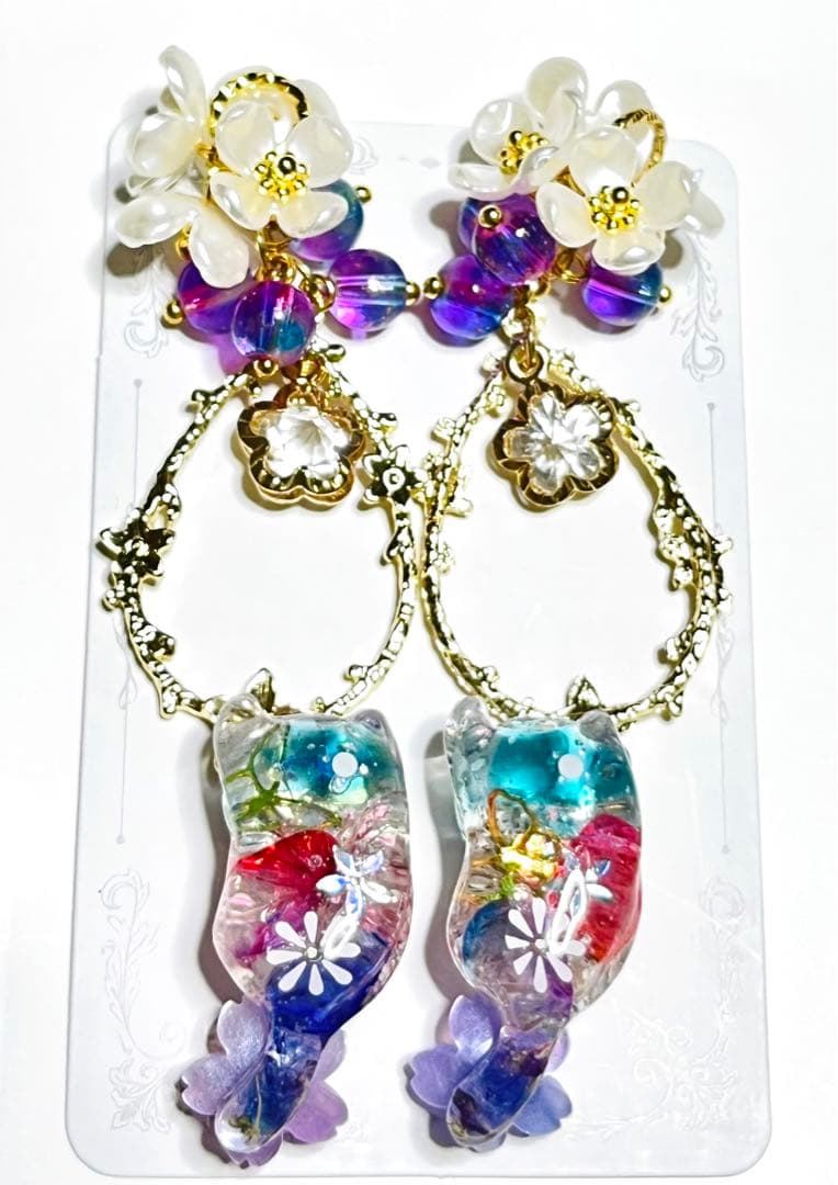 じゃれねこ『1月☆⑤グラデーション×アメジスト×ゆらゆらチャーム』