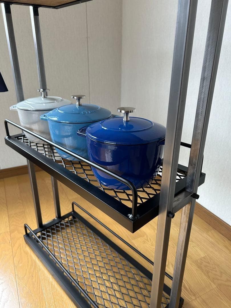 キッチン3段シェルフ　スタイリッシュ　オシャレ　アイアン家具
