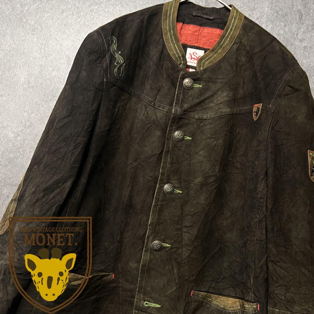 ヨーロッパ古着【オーストリア チロリアン スエード 本革 ジャケット】民族