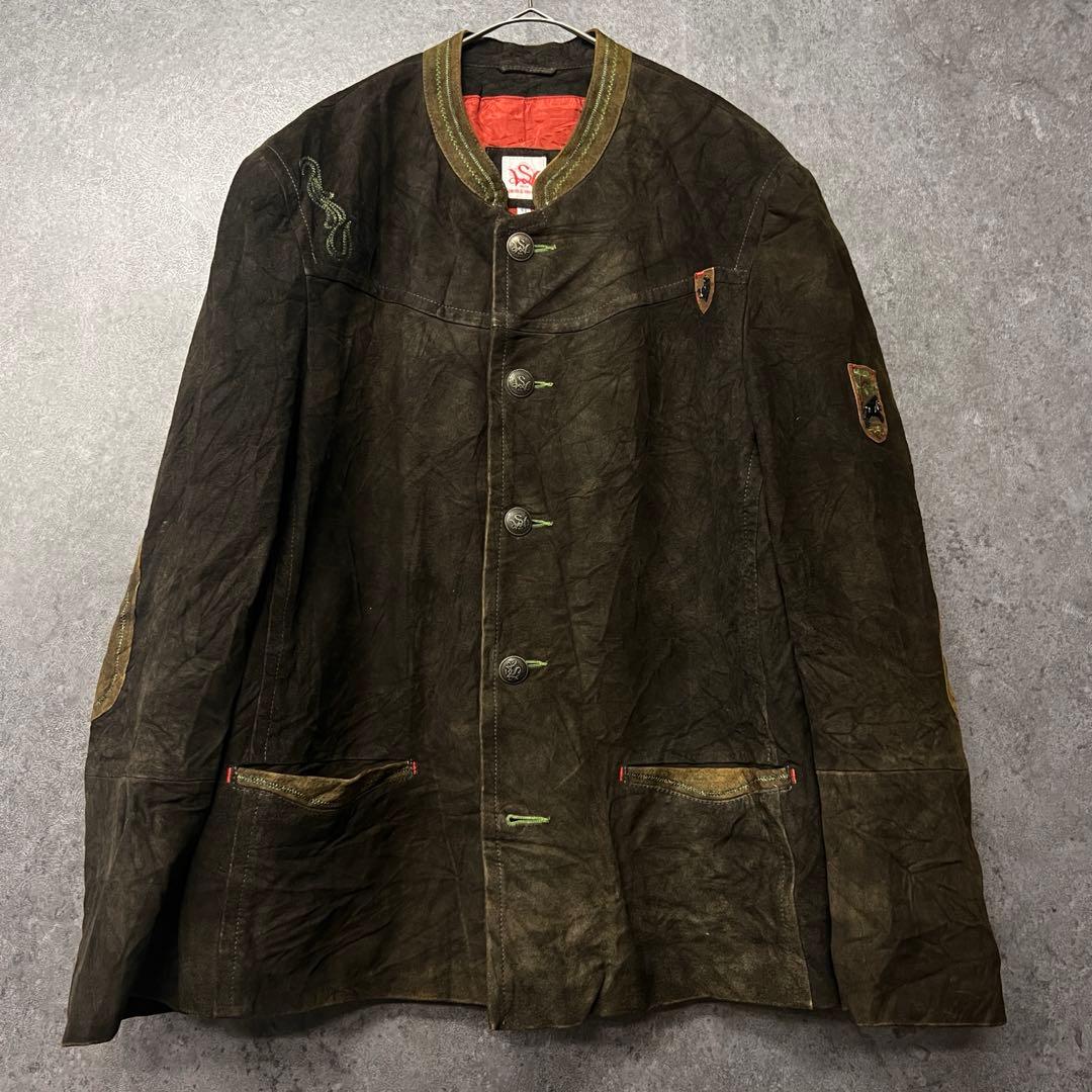 ヨーロッパ古着【オーストリア チロリアン スエード 本革 ジャケット】民族