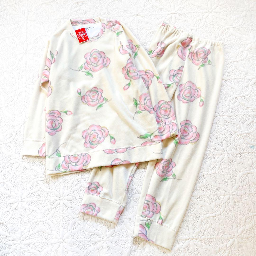 新品未使用　ツモリチサトスリープ　ワコール　ルームウェア　フリース　L 白　花柄
