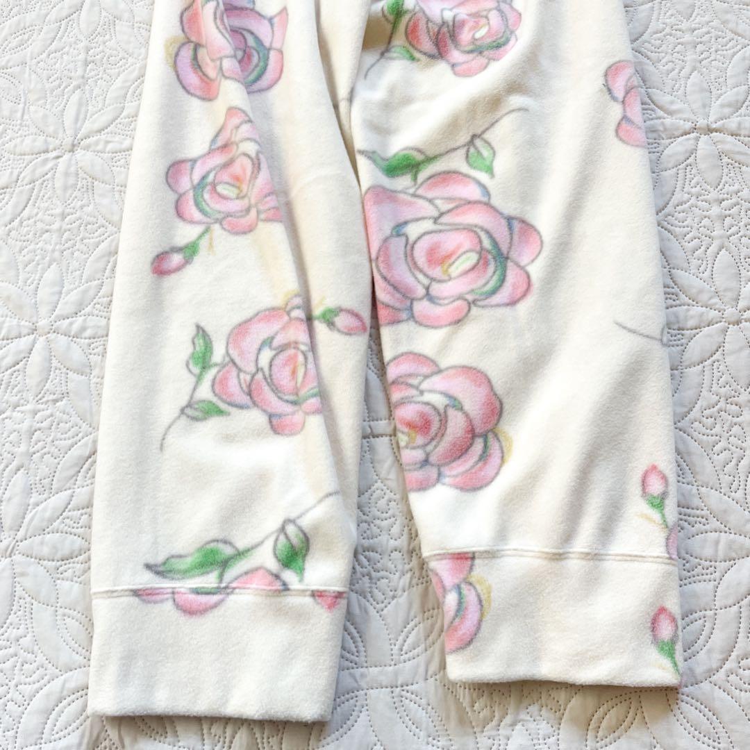 新品未使用　ツモリチサトスリープ　ワコール　ルームウェア　フリース　L 白　花柄