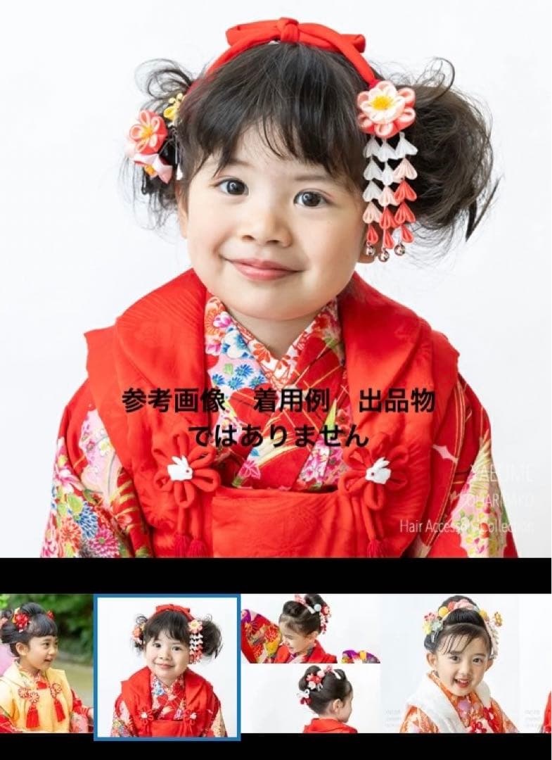 おはりばこ　七五三　八重梅パッチン両飾りセット　３歳　そめはなUピン　梅　簪