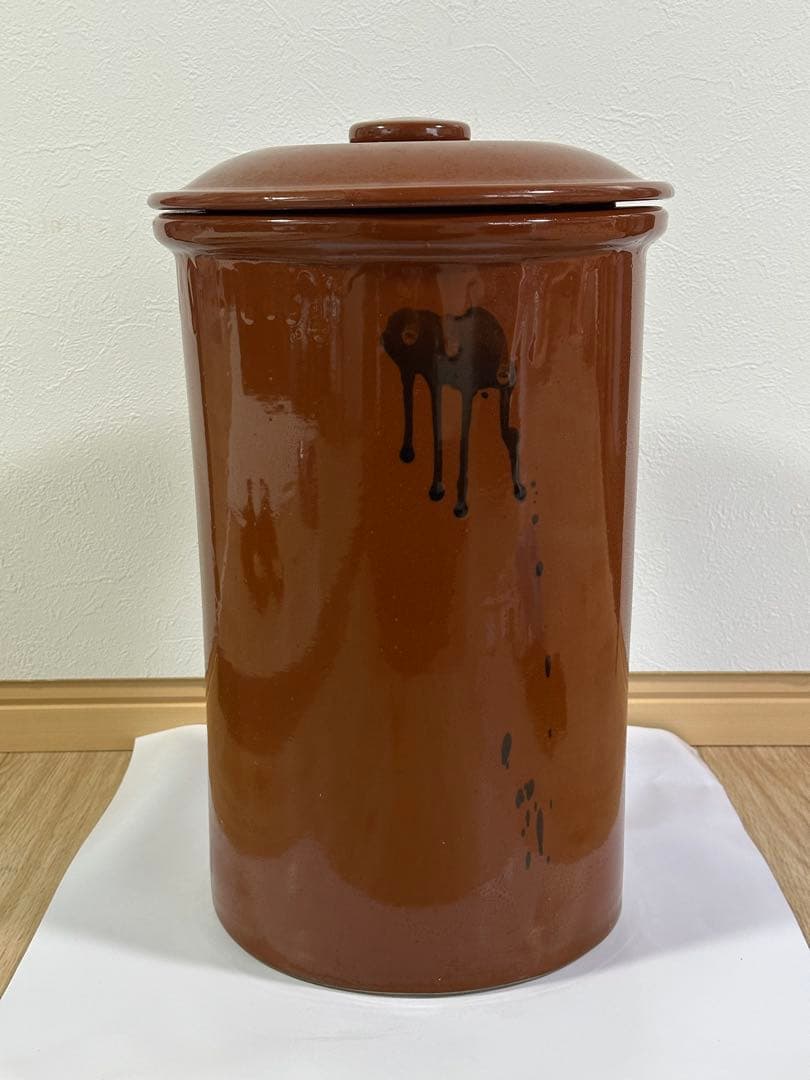 常滑焼/味噌蓋付かめ8号？日本製/梅干/味噌/漬物 漬物容器　大