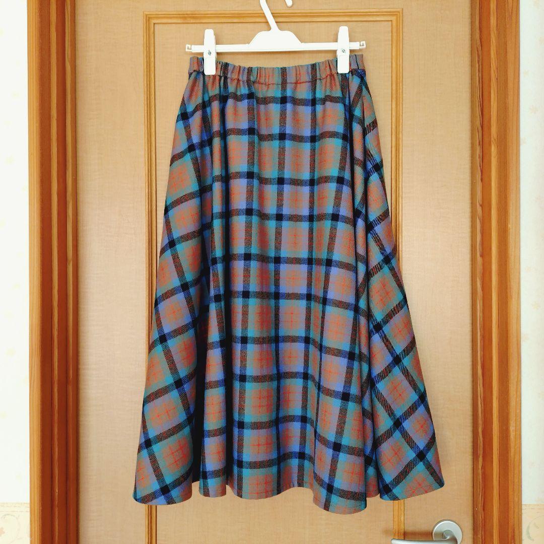 ジ*き様 ジェーンマープル 2025AW タータンチェックフレアスカート ブリッ