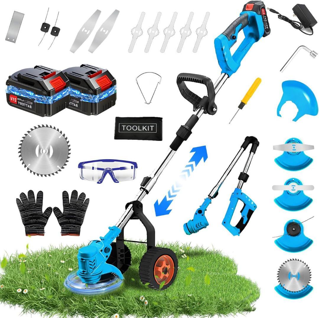 折りたたみ　充電式草刈り機 草刈り機 芝刈り機 コードレス 21V 2個付き