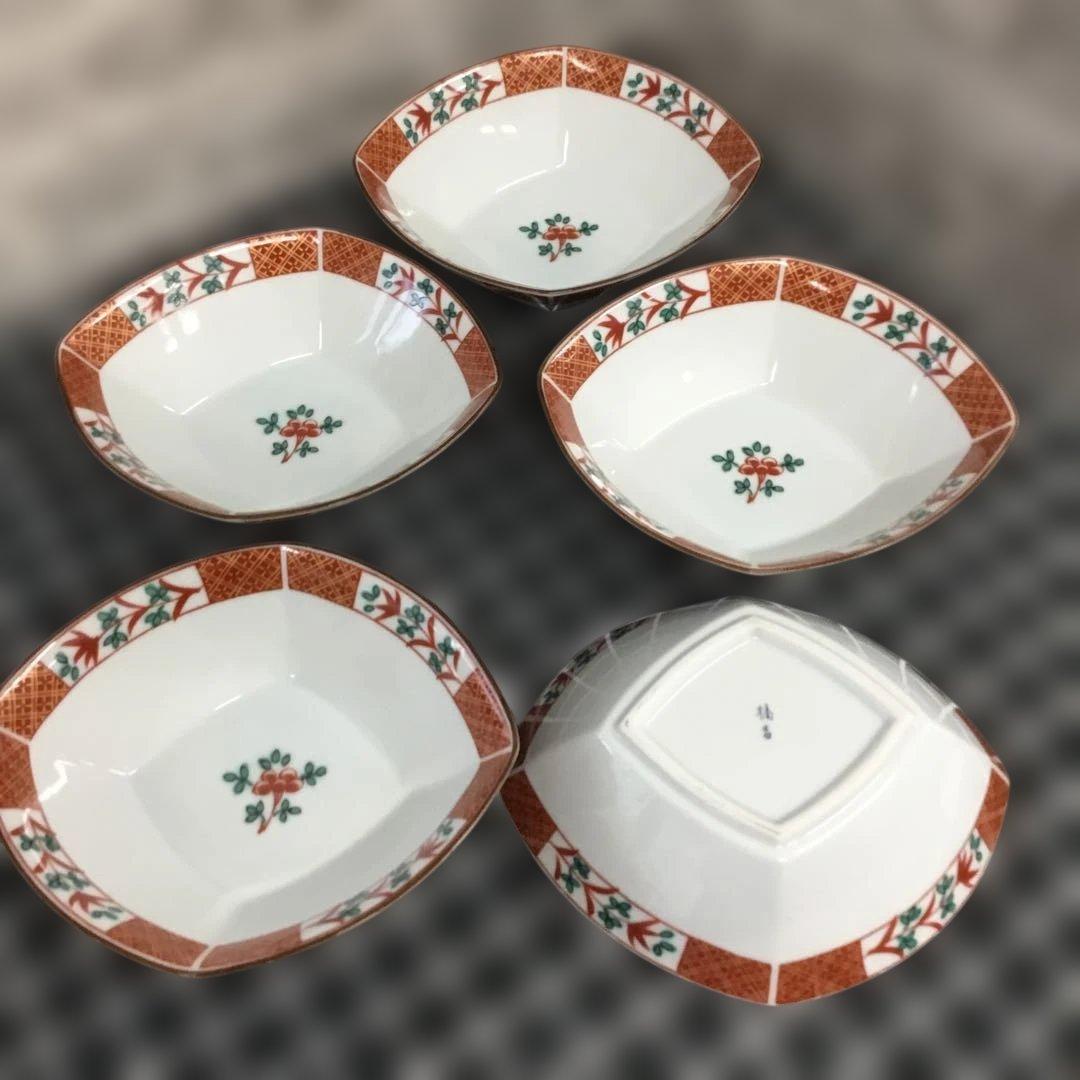 たち吉　呉須赤絵　煮物鉢　赤絵角　花数寄　赤絵皿　花あわせ　橘吉まとめ売り