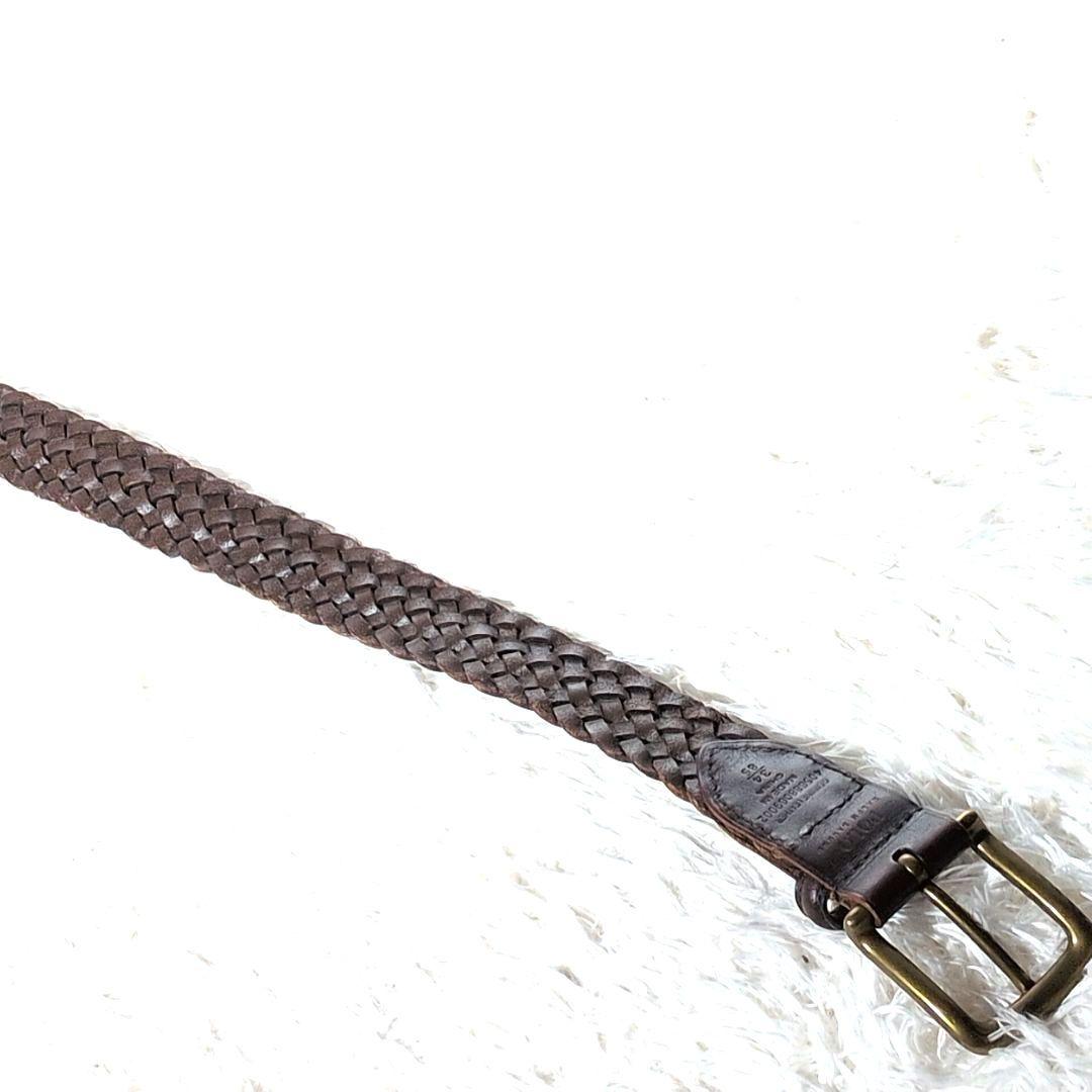 【美品 34インチ】ポロラルフローレン　メッシュ　ベルト　レザー　ビジネス　焦茶
