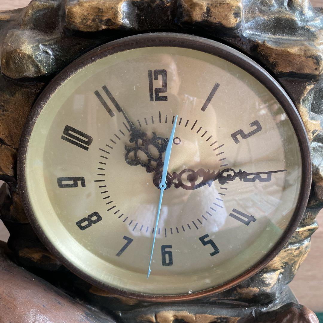 置き時計　銅？ゼンマイ式　MEIKO 彫刻　チックタック