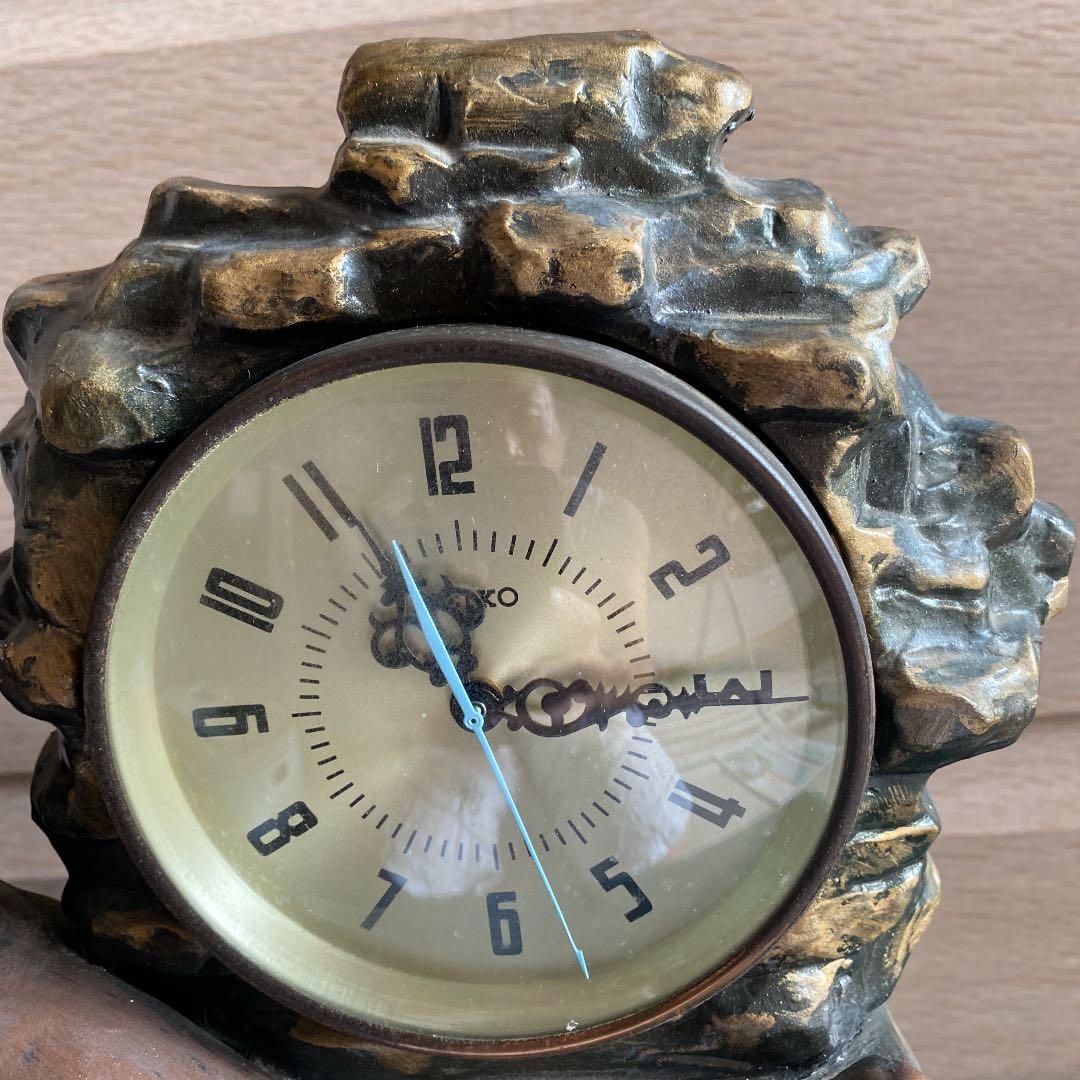 置き時計　銅？ゼンマイ式　MEIKO 彫刻　チックタック