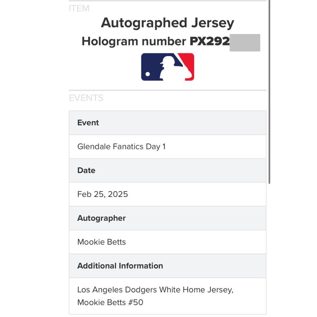 正規品！ ドジャース ベッツ 直筆サイン 支給品 ユニフォーム 大谷翔平