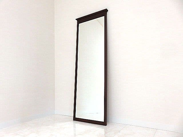 英国クラシックスタイル マホガニー材ウォールミラー Ｗ50ｃｍ×Ｈ140ｃｍ