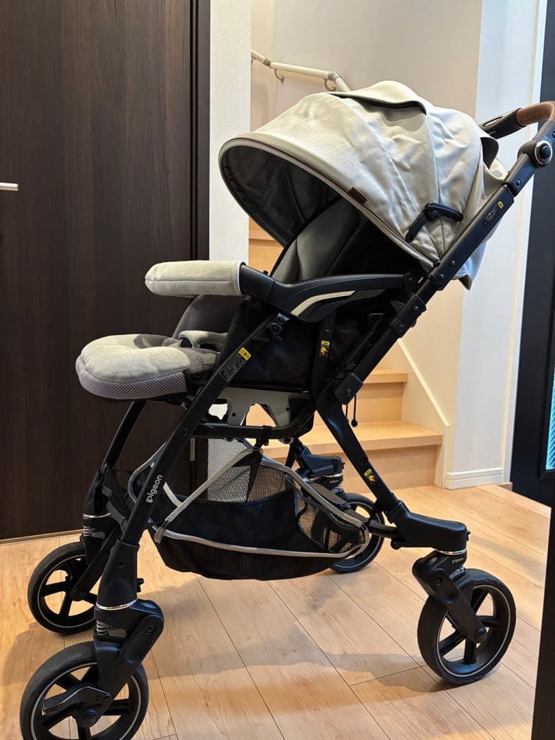 ピジョン　ベビーカー　ノートアール　専用レインカバー付　説明書あり