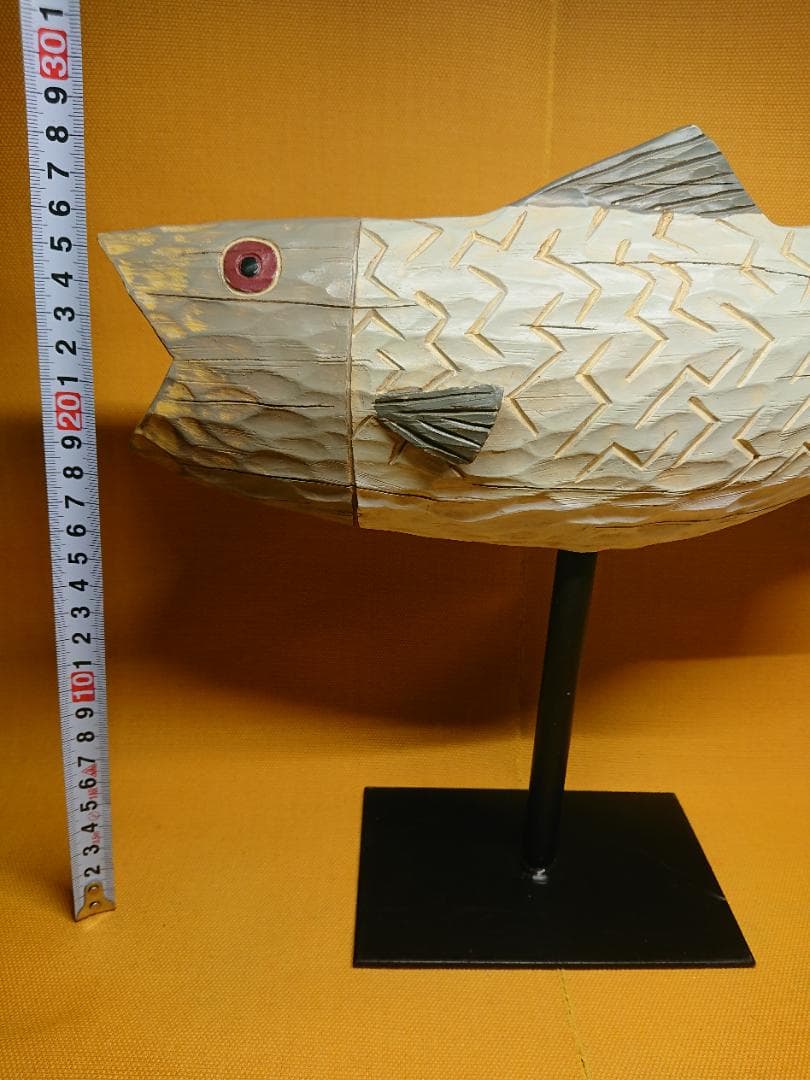【美品】大型　魚　彫像　オブジェ　置物　インテリア　工芸品　美術品　A3218