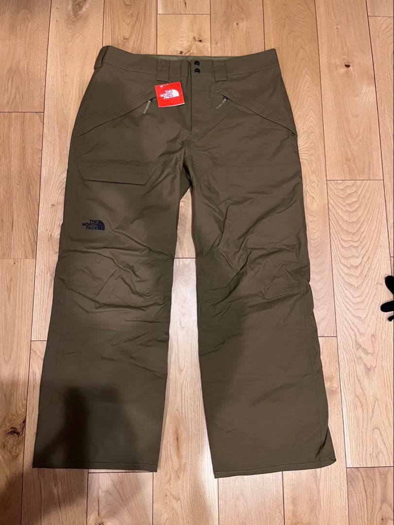 新品 ノースフェイス ナイロンパンツ 裏フリース US限定 L カーキ