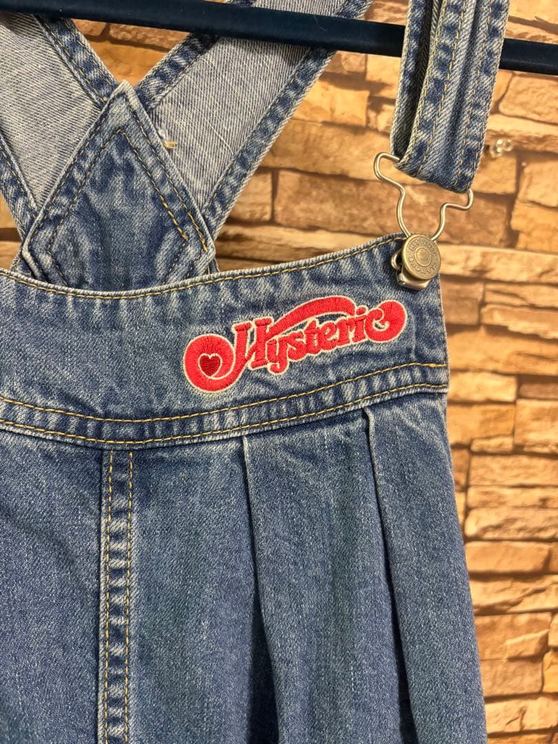 Hysteric ロゴ刺繍デニムサロペット ブルー