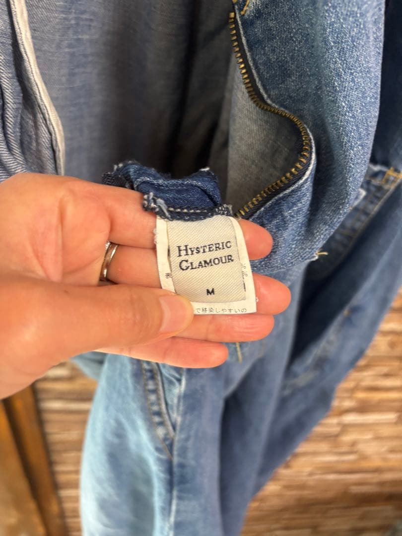 Hysteric ロゴ刺繍デニムサロペット ブルー