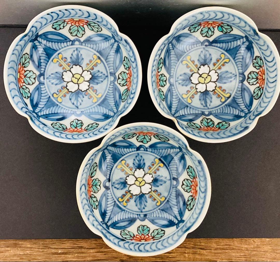 佐藤走波（六代）染錦花文　デザート皿　3客