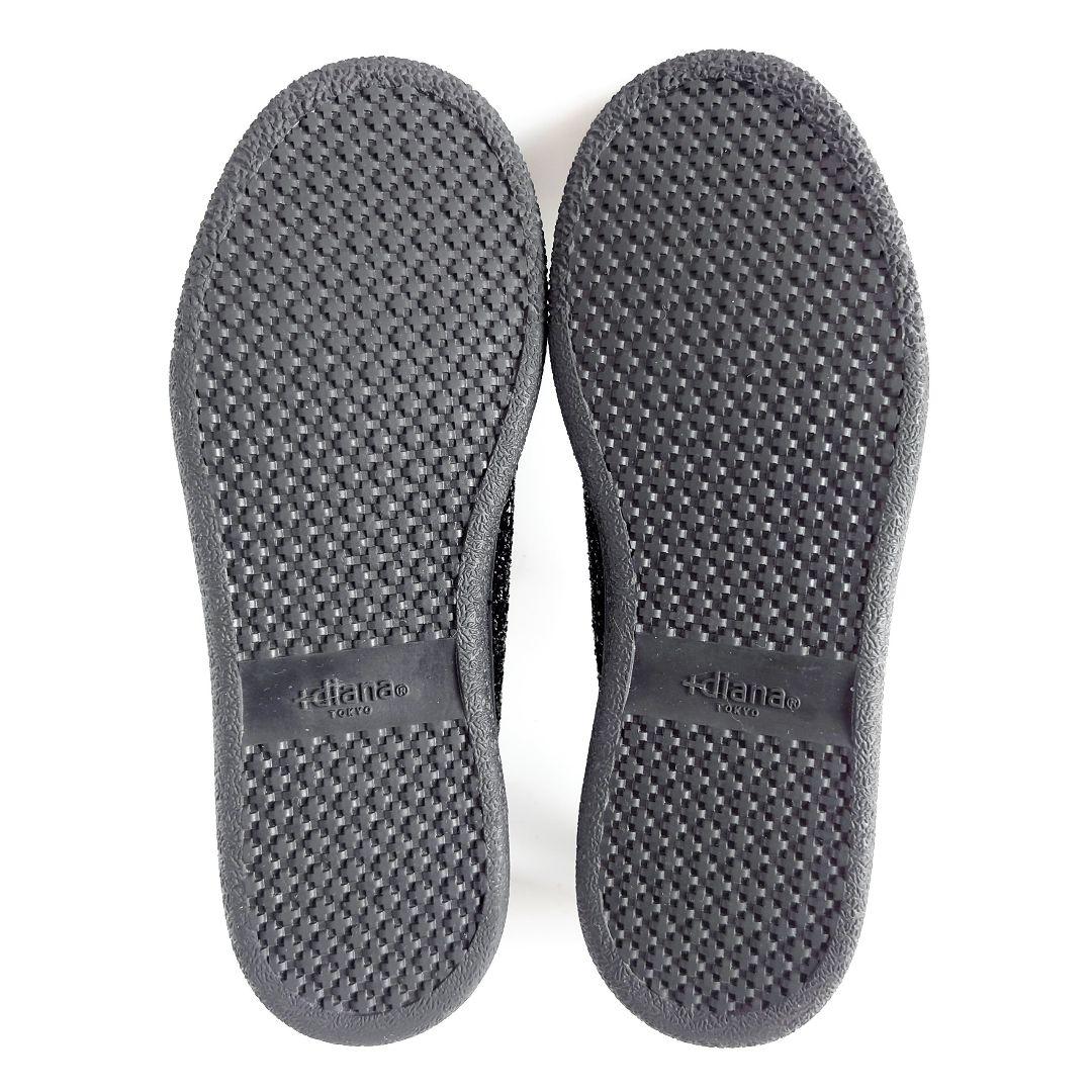 美品 プラスダイアナ サイド グリッター ラメ レースアップ シューズ