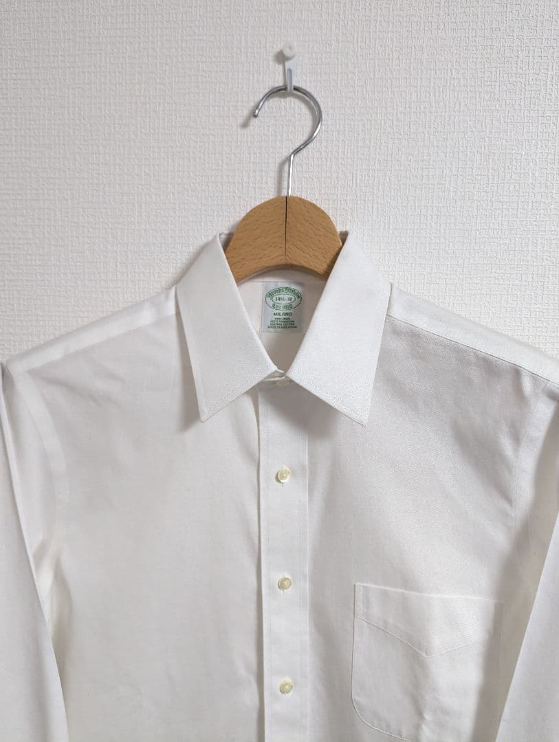 未使用品　ブルックスブラザーズ　シャツ　MILANO　白　ノンアイロン　袖詰め有