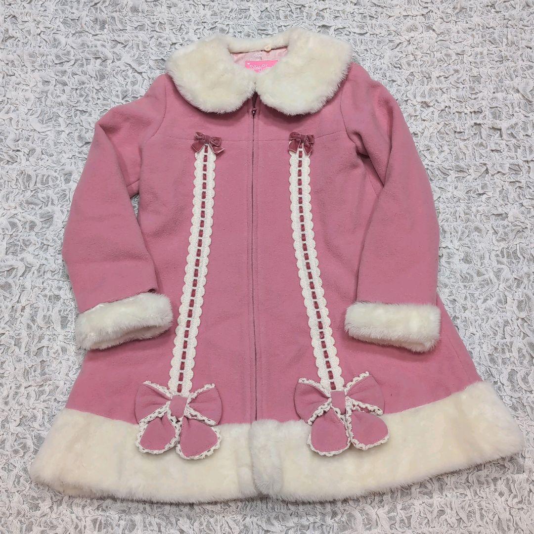 シャーリーテンプル サンタコート はしごレース ピンク 120 ボア ファー