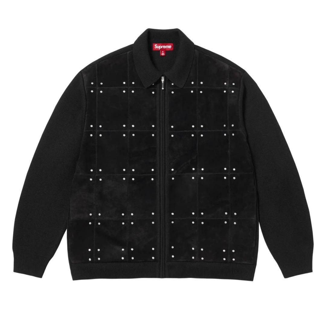 トップス supreme Studded Suede Zip Up Cardigan L