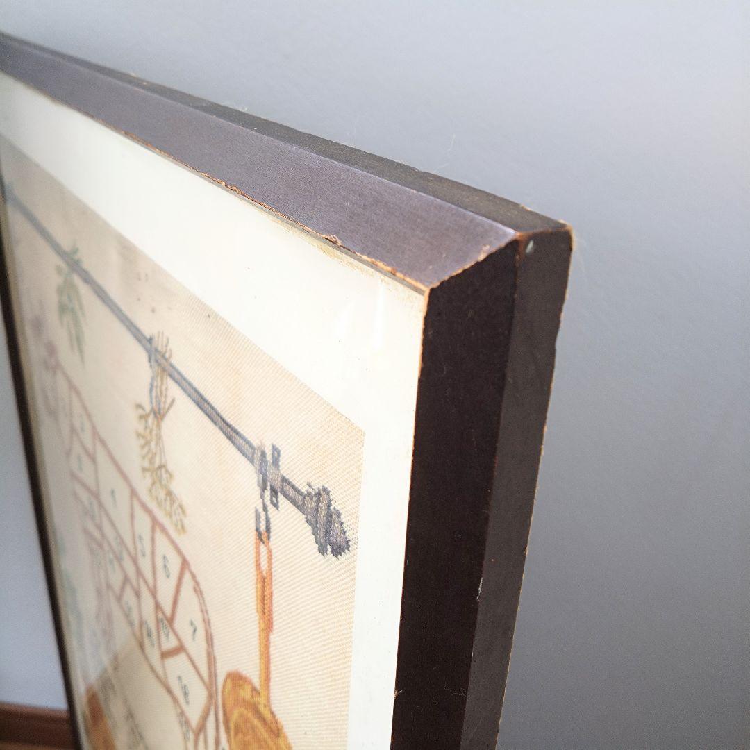 《値下げOK》​北欧 ビンテージ 刺繍フレーム 牛 カットチャート 額付