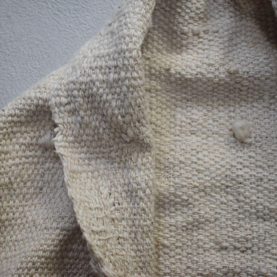 近年 GRANPIE 素敵なブローチ✨手織りコットン ロングコート L 生成り