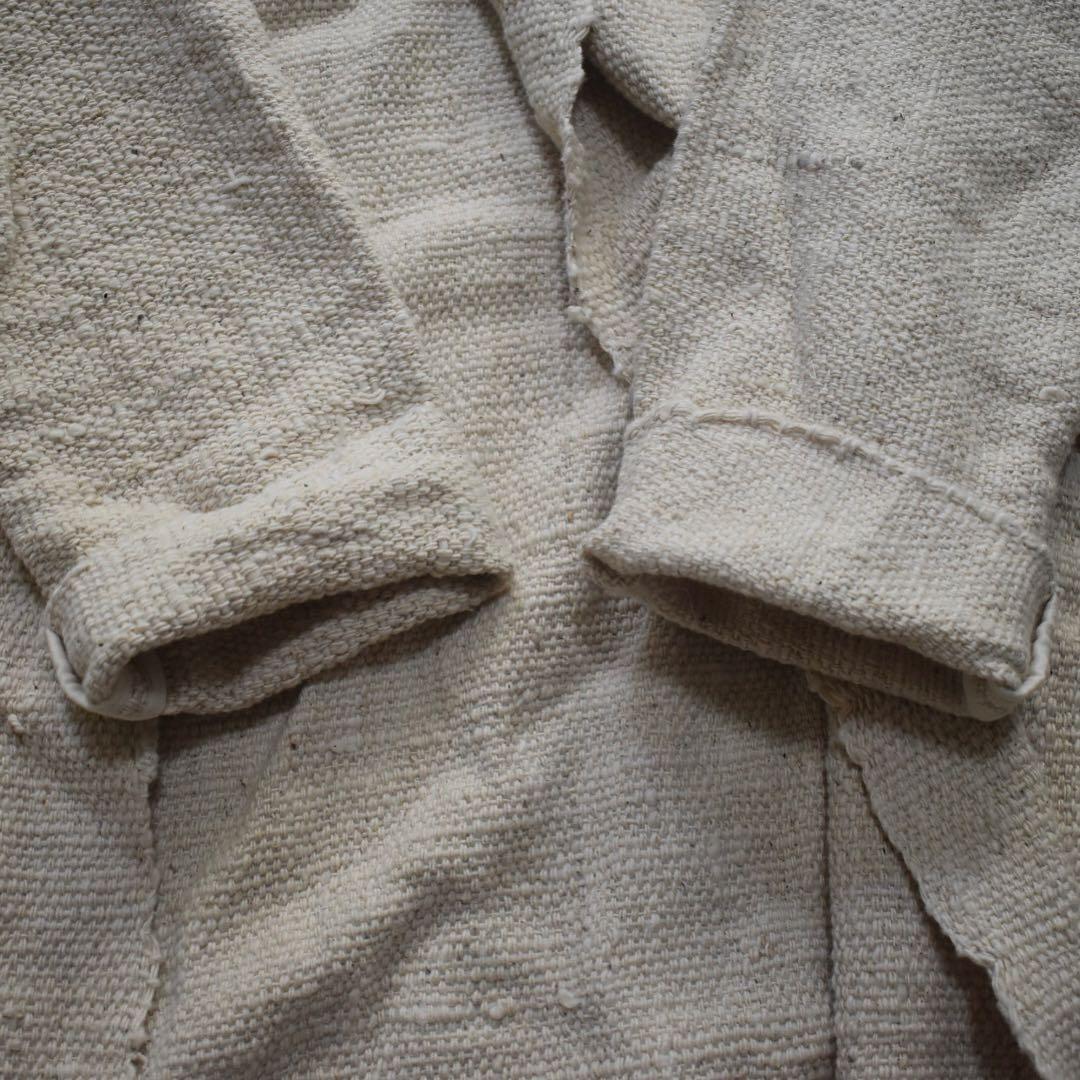 近年 GRANPIE 素敵なブローチ✨手織りコットン ロングコート L 生成り