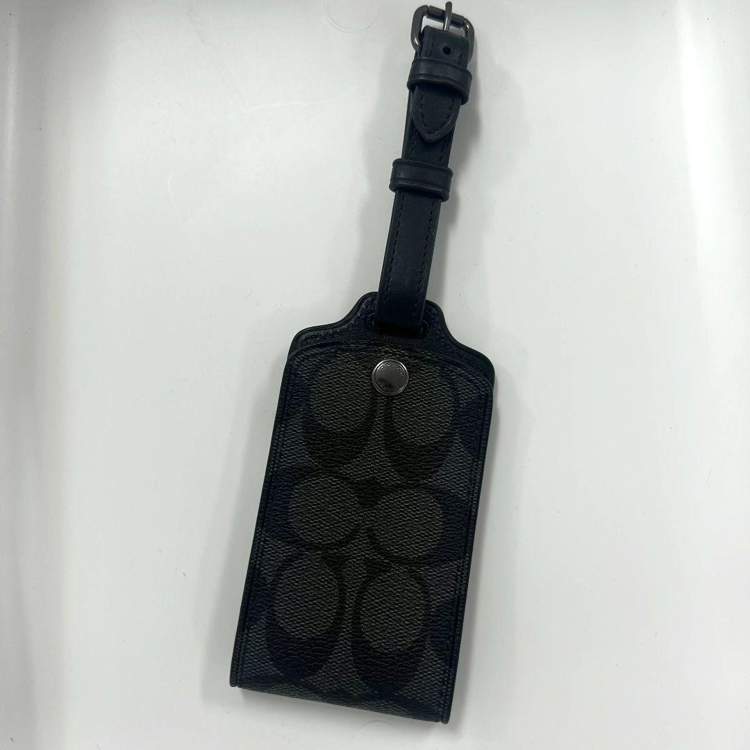 値下げ〇 コーチ ネームタグ シグネチャー ラゲッジタグ チャコール ブランド