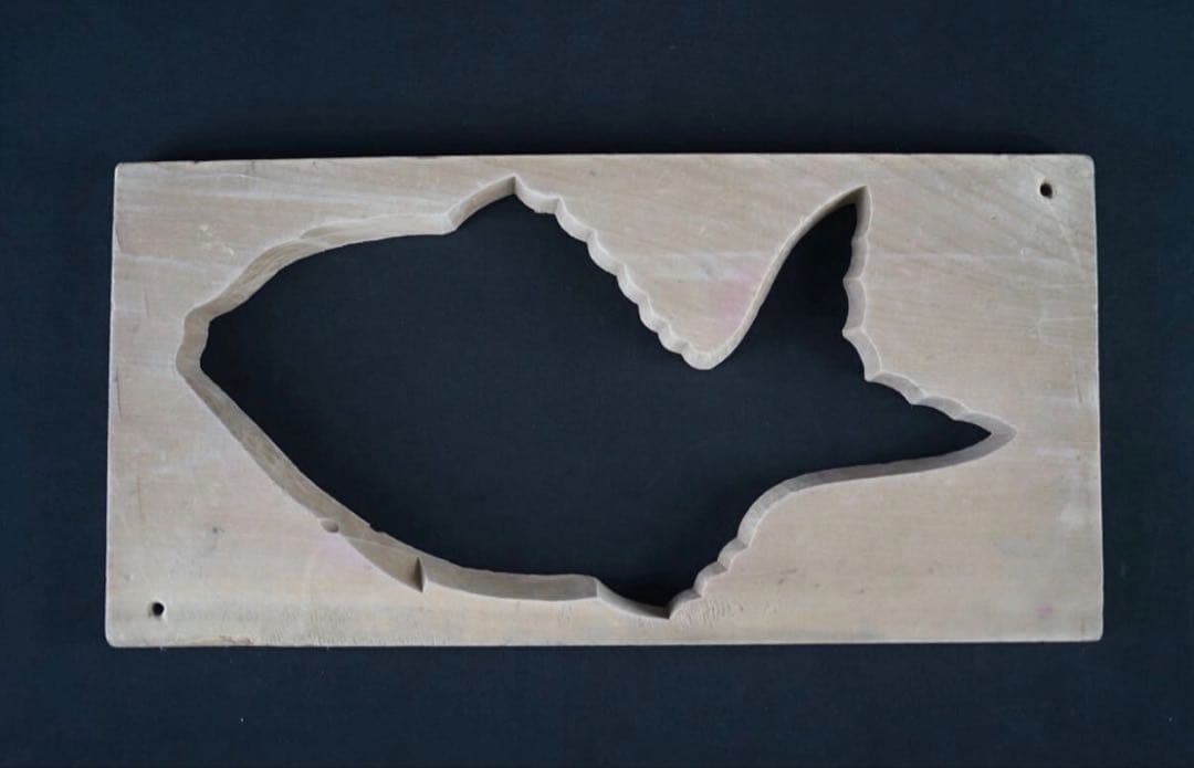 菓子型 特大型の鯛 タイ 42.4×21.1cm 和菓子 古道具アンティーク木彫