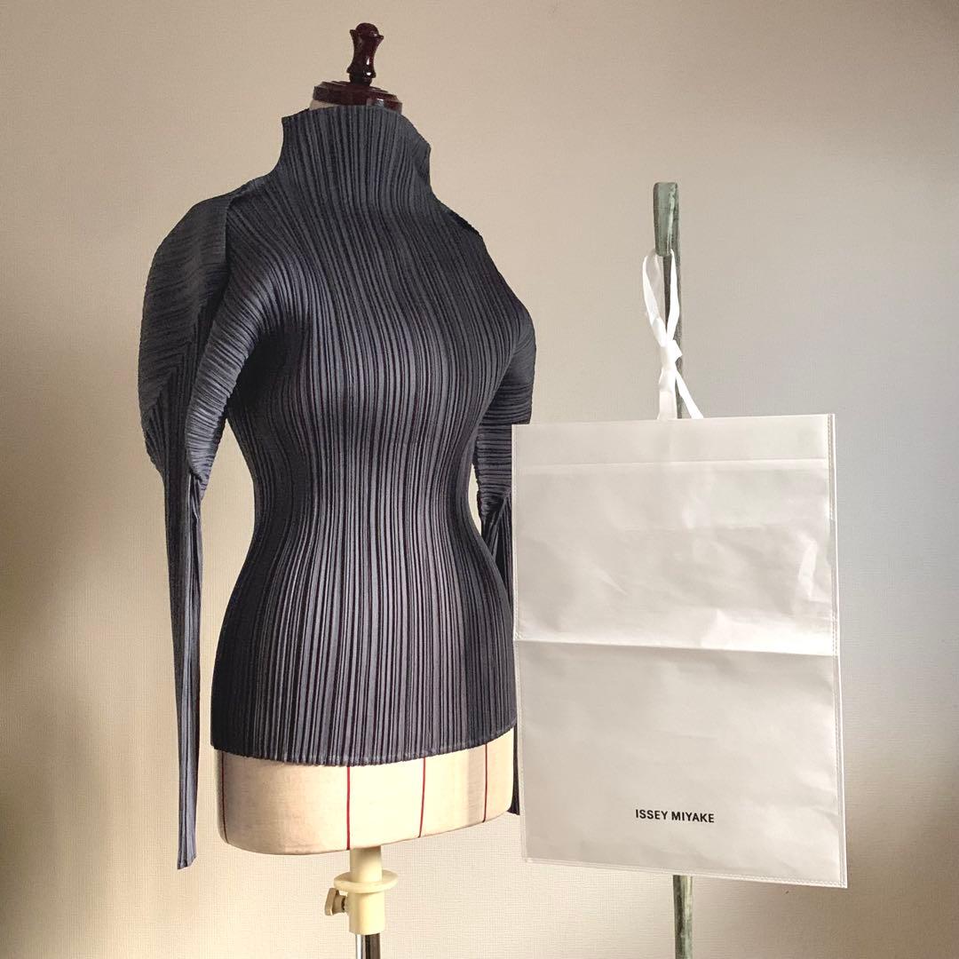 【極美品】PLEATS PLEASE プリーツ　モックネック　3 グレー系　長袖