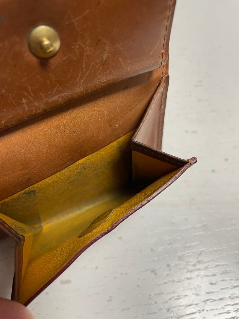 GANZO シェルコードバン2 小銭入れ付き二つ折り財布 ナチュラル シミ有り