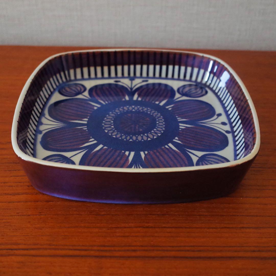 ロイヤルコペンハーゲン／角皿／花／紫フラワー／デンマーク北欧ヴィンテージ食器