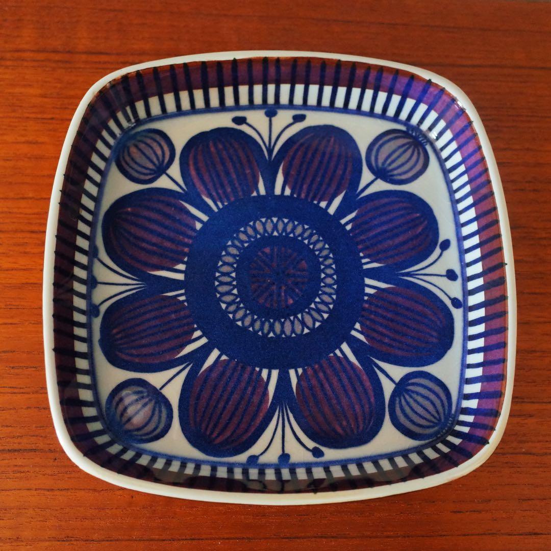 ロイヤルコペンハーゲン／角皿／花／紫フラワー／デンマーク北欧ヴィンテージ食器