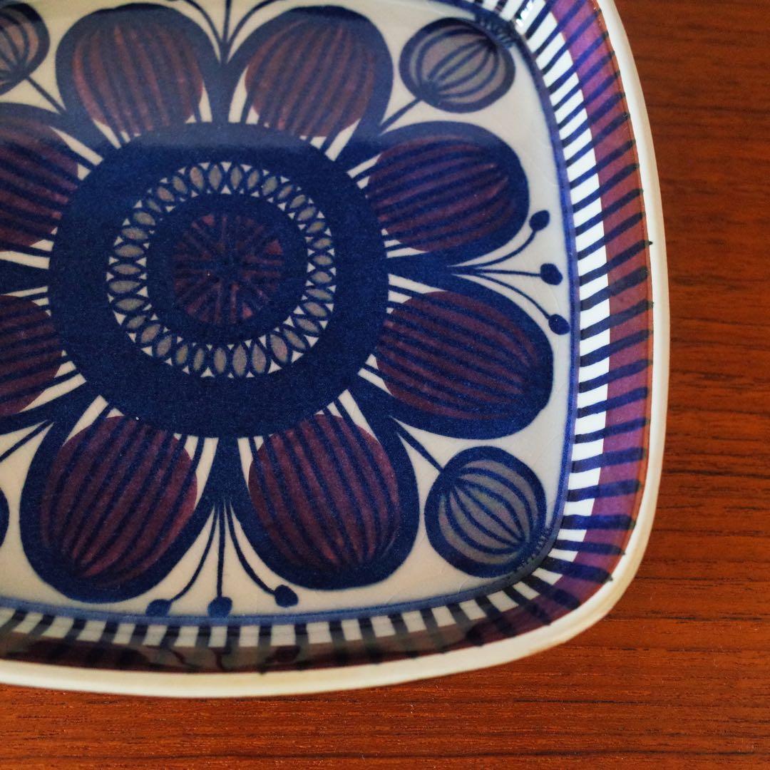 ロイヤルコペンハーゲン／角皿／花／紫フラワー／デンマーク北欧ヴィンテージ食器