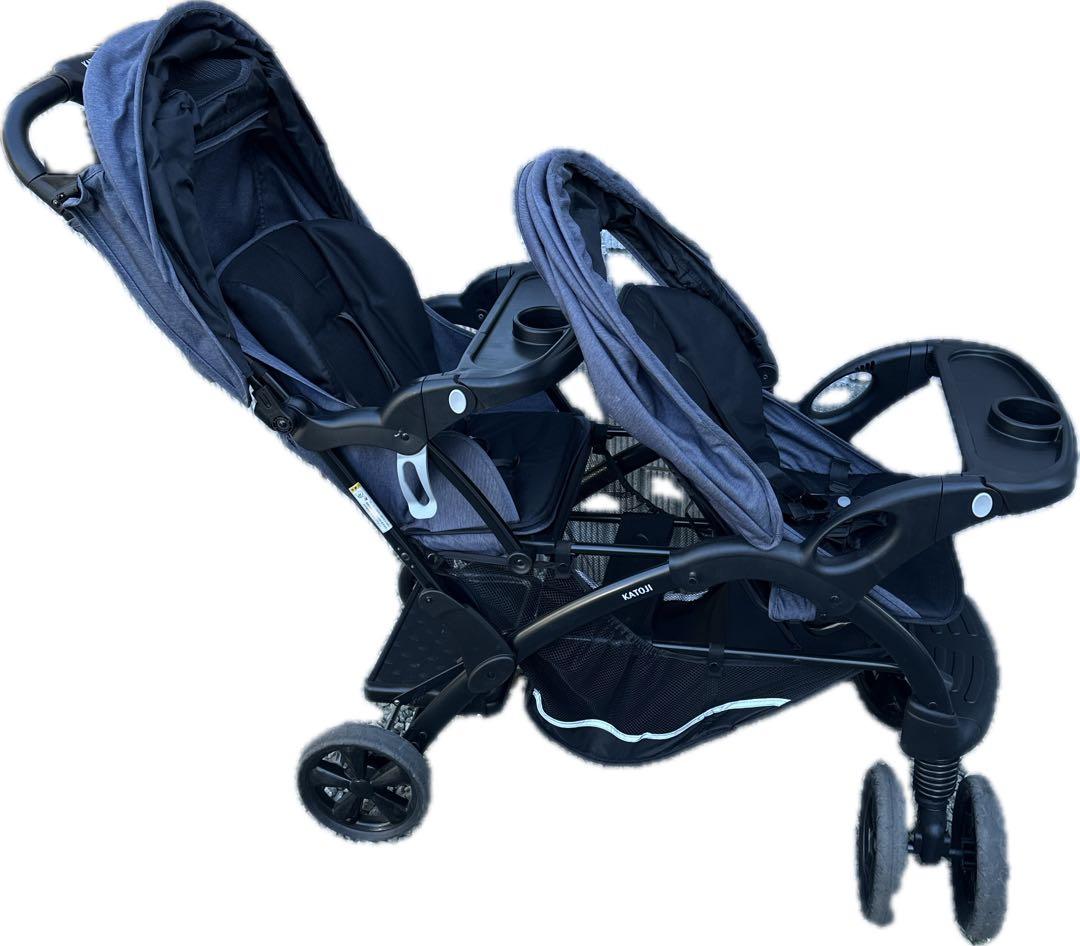 二人乗りベビーカー カトージ 二人でゴーDX デニム　KATOJI