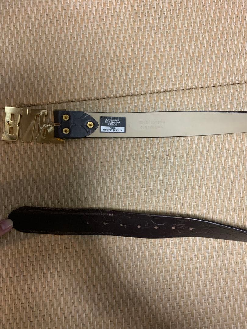 A BATHING APE ベルト　ゴールドバックル ブラウン　レザー　L