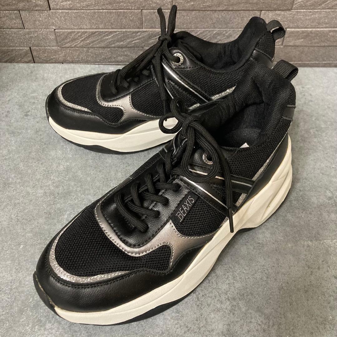 BEAXIS ビーアクシス ウエイトコアスニーカー AZ-808 厚底 黒 M