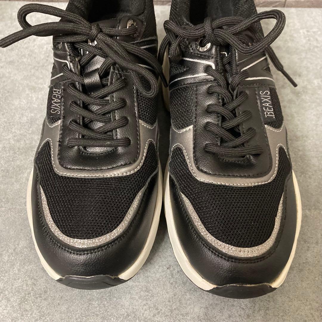 BEAXIS ビーアクシス ウエイトコアスニーカー AZ-808 厚底 黒 M